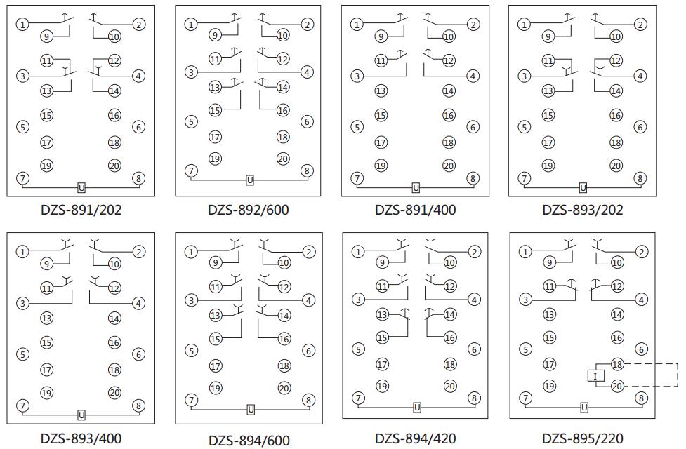 DZS-895延時中間繼電器內(nèi)部接線圖及外引接線圖(背視) DZS-895延時中間繼電器內(nèi)部接線圖及外引接線圖(背視)