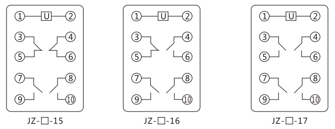 JZY(J)-32靜態中間繼電器內部接線圖及外引接線圖 JZY(J)-32靜態中間繼電器內部接線圖及外引接線圖