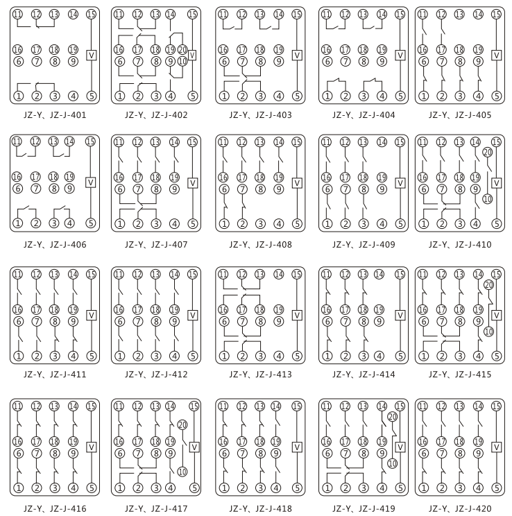 JZY(J)-32靜態中間繼電器內部接線圖及外引接線圖 JZY(J)-32靜態中間繼電器內部接線圖及外引接線圖