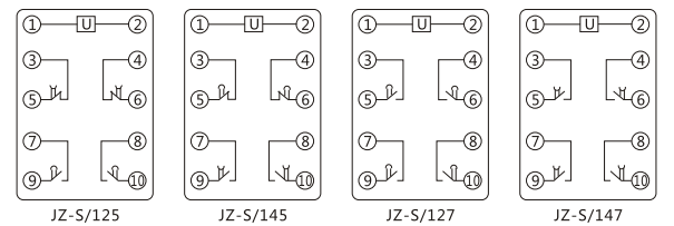 JZ-S/344靜態可調延時中間繼電器內部接線圖及外引接線圖 JZ-S/344靜態可調延時中間繼電器內部接線圖及外引接線圖