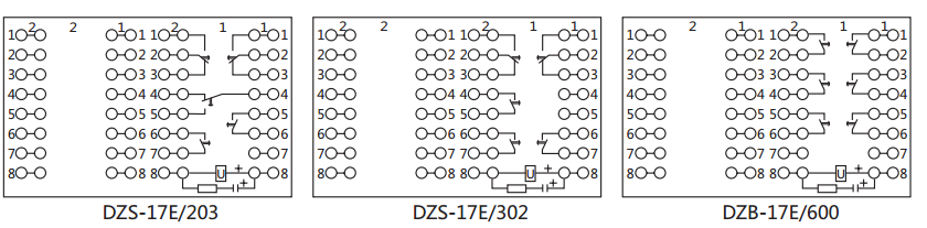 DZS-17E/600延時中間繼電器內部接線及外引接線圖(背視) DZS-17E/600延時中間繼電器內部接線及外引接線圖(背視)